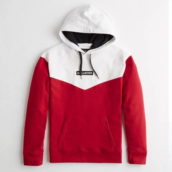 Hollister Guys Colorblock Box Logo Hoodie Guys - Picture 1 of 9